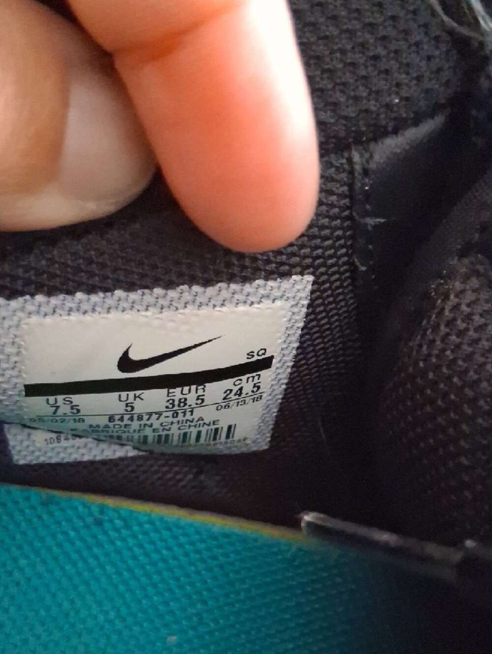 Nike Black and Teal High-Top Sneakers - Picture 5 of 6